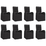 Set Pranzo Giardino 9pz Nero Polyrattan e Legno Massello Acacia