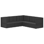 Set Divani da Giardino 5 pz con Cuscini Nero in Polyrattan