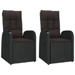 Set Mobili Giardino 3pz Nero Polyrattan e Legno Massello Acacia