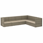 Set Divani da Giardino 6 pz con Cuscini in Polyrattan Grigio