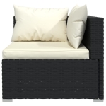 Set Divani da Giardino 7 pz con Cuscini in Polyrattan Nero