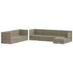 Set Divani da Giardino 8 pz con Cuscini in Polyrattan Grigio