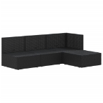 Set Divani da Giardino 4 pz con Cuscini Nero in Polyrattan