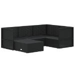 Set Divani da Giardino 5 pz con Cuscini Nero in Polyrattan