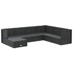 Set Salotto da Giardino con Cuscini 7pz Nero Polyrattan