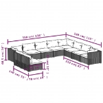 Set Divani da Giardino 10 pz con Cuscini in Polyrattan Grigio