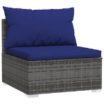 Set Divani da Giardino 10 pz con Cuscini in Polyrattan Grigio