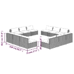 Set Divani da Giardino 12 pz con Cuscini in Polyrattan Marrone