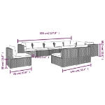 Set Divani da Giardino 10 pz con Cuscini in Polyrattan Grigio