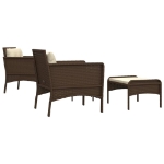 Set Divani da Giardino 5 pz con Cuscini Marrone in Polyrattan