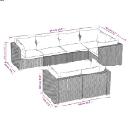 Set Divani da Giardino 7 pz con Cuscini in Polyrattan Nero