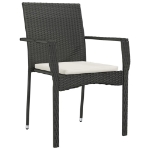 Set da Pranzo da Giardino 9 pz con Cuscini Nero in Polyrattan