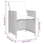 Set da Pranzo per Giardino 9 pz con Cuscini Polyrattan Grigio