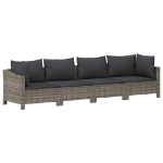 Set Divani da Giardino 10 pz con Cuscini in Polyrattan Grigio