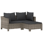 Set Divani da Giardino 6 pz con Cuscini in Polyrattan Grigio