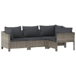 Set Divani da Giardino 8 pz con Cuscini in Polyrattan Grigio