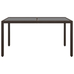 Set da Pranzo Giardino 7 pz Polyrattan Vetro Temperato Marrone