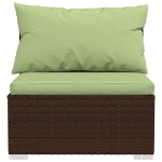 Set Divani da Giardino 14 pz con Cuscini in Polyrattan Marrone