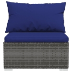 Set Divani da Giardino 11 pz con Cuscini in Polyrattan Grigio