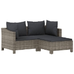 Set Divani da Giardino 5 pz con Cuscini in Polyrattan Grigio