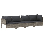 Set Divani da Giardino 11 pz con Cuscini in Polyrattan Grigio