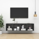 Armadietto a Muro per TV Grigio Lucido 37x37x142,5cm Truciolato