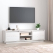 Mobile Porta TV Bianco 140x35x40 cm in Legno Massello di Pino