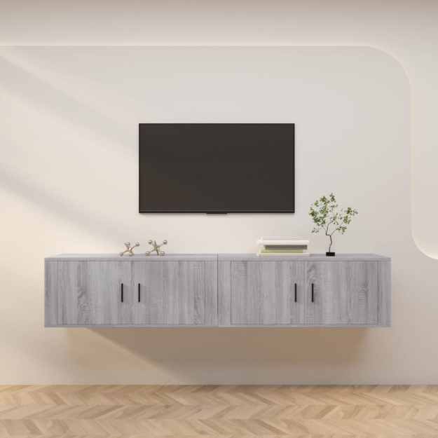 Mobili Porta TV a Parete 2 pz Grigio Sonoma 100x34,5x40 cm