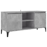 Mobile TV con Gambe in Metallo Grigio Cemento 103,5x35x50 cm