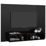 Mobile Porta TV a Muro Nero Lucido 120x23,5x90cm Truciolato