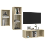 Set Porta TV 3 pz Rovere Sonoma in Truciolato