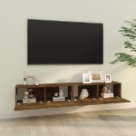 Mobili TV da Parete 2pz Rovere Fumo 100x30x30 Legno Multistrato