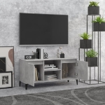 Mobile TV con Gambe in Metallo Grigio Cemento 103,5x35x50 cm