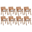 Sedie da Giardino con Cuscini 8 pz in Legno Massello di Acacia