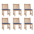 Sedie da Giardino 6 pz con Cuscini in Legno Massello di Teak