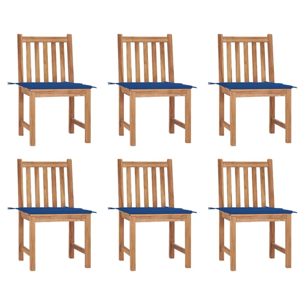Sedie da Giardino 6 pz con Cuscini in Legno Massello di Teak