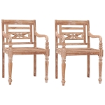 Sedie Batavia 2 pz Bianco Slavato in Legno Massello di Teak