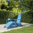 Sedia da Giardino Adirondack con Poggiapiedi Blu Acqua HDPE
