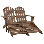 Sedia 2 Posti Adirondack con Ottomana in Abete Massello Marrone