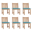 Sedie da Giardino 6 pz con Cuscini in Legno Massello di Teak