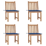 Sedie da Giardino 4 pz con Cuscini in Legno Massello di Teak