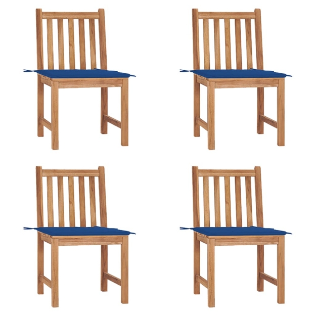 Sedie da Giardino 4 pz con Cuscini in Legno Massello di Teak