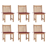 Sedie da Giardino 6 pz con Cuscini in Legno Massello di Teak