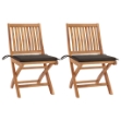 Sedie da Giardino 2 pz con Cuscini Talpa in Massello di Teak