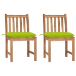 Sedie da Giardino 2 pz con Cuscini in Legno Massello di Teak