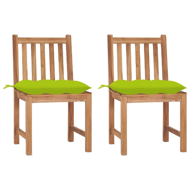 Sedie da Giardino 2 pz con Cuscini in Legno Massello di Teak