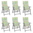 Sedie da Giardino Reclinabili 6 pz con Cuscini Massello Acacia