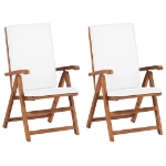 Sedie da Giardino con Cuscini 2 pz Legno Massello di Teak Crema