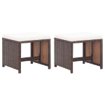 Sgabelli da Giardino 2 pz con Cuscini in Polyrattan Marrone