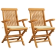 Sedie da Giardino con Cuscini Crema 2 pz in Massello di Teak